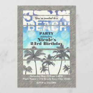 Beach Party Palm Trees Tropical Summer Invitation
