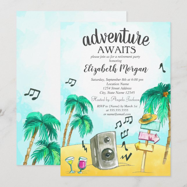 Beach Party Palms  Invitation (Front/Back)
