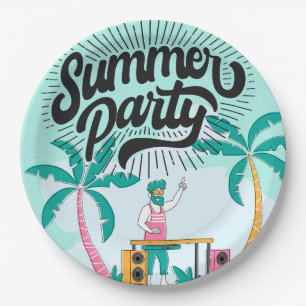 Beach Party Paper Plates – Tropical Luau Disposabl