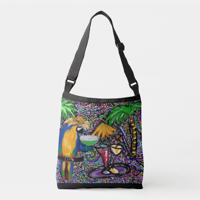 Beach Party Parrot  Crossbody Bag (Front)