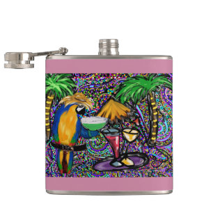 Beach Party Parrot Hip Flask