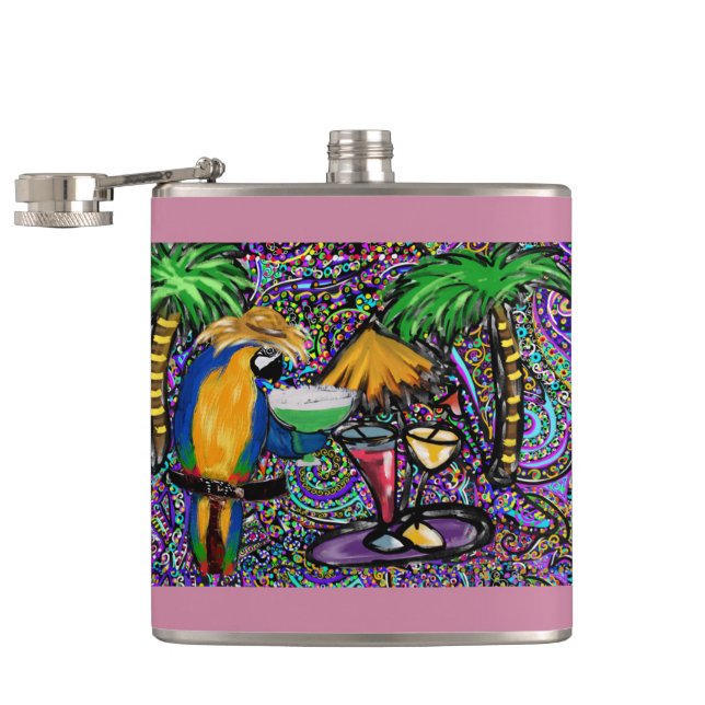 Beach Party Parrot Hip Flask (Opened)