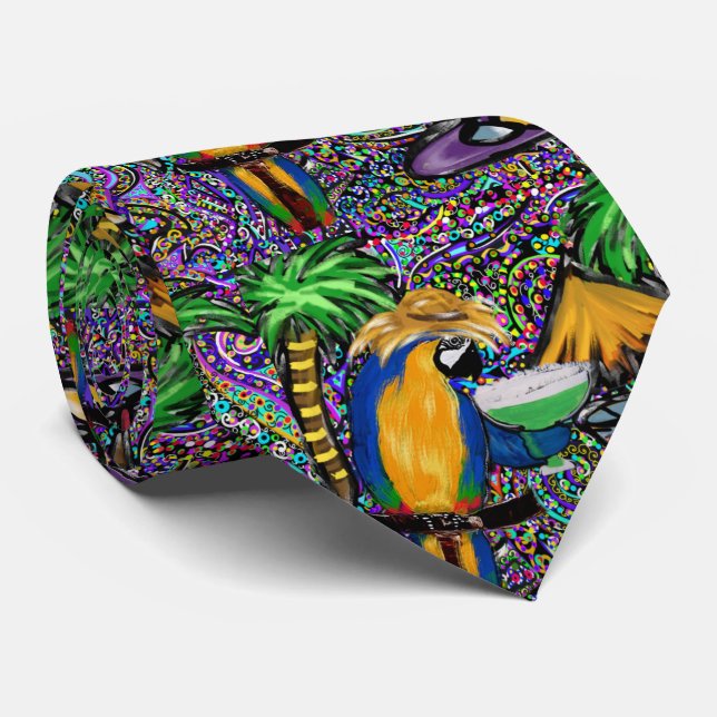 Beach Party Parrot Tie (Rolled)