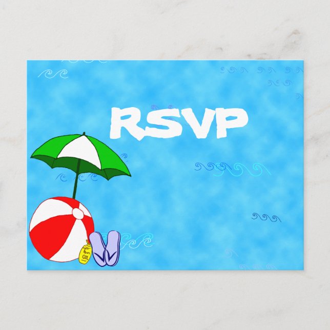 Beach Party RSVP Custom Postcard (Front)