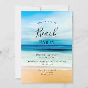 Beach party summer coastal sea tropical invitation