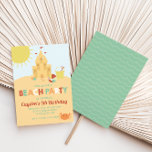 Beach Party Summer Sand castle retro Birthday Invitation<br><div class="desc">beach party summer birthday with sand castle invitation in retro colours.</div>