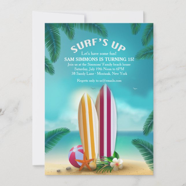 Beach Party Surfboards Invitation (Front)