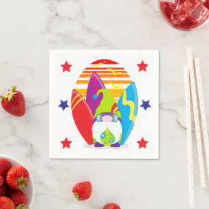 Beach Party Surfing Gnome Napkin