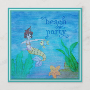 Beach Party Tropical Mermaid Personalised Invitation