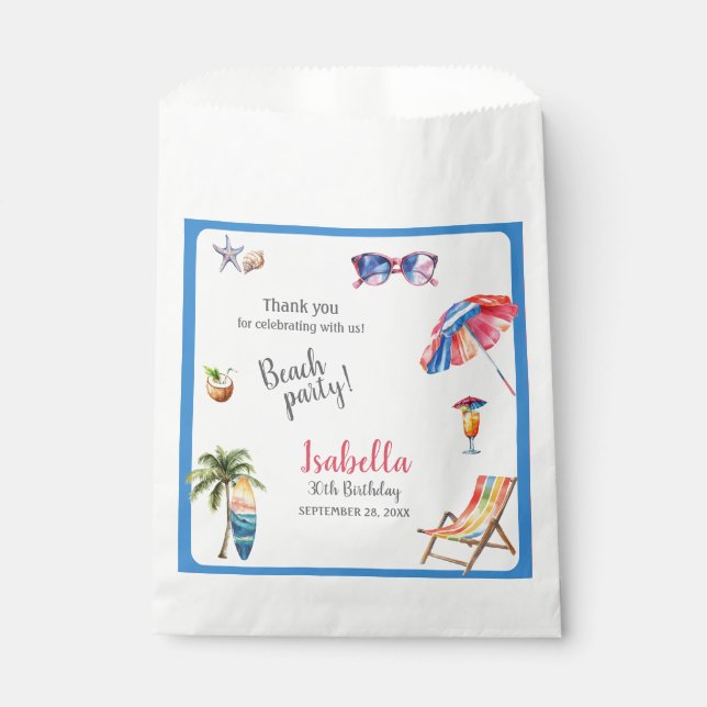 Beach Party Tropical Summer Favour Bags (Front)