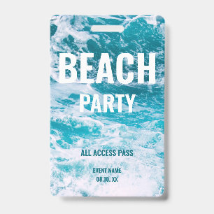 Beach Party VIP All Access Summer Party ID Badge