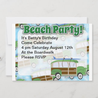 Beach Party Woodie Wagon Invite