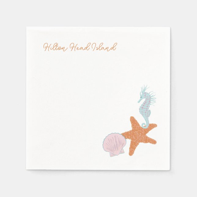 Beach Pastel Drawings Cocktail napkins  (Front)