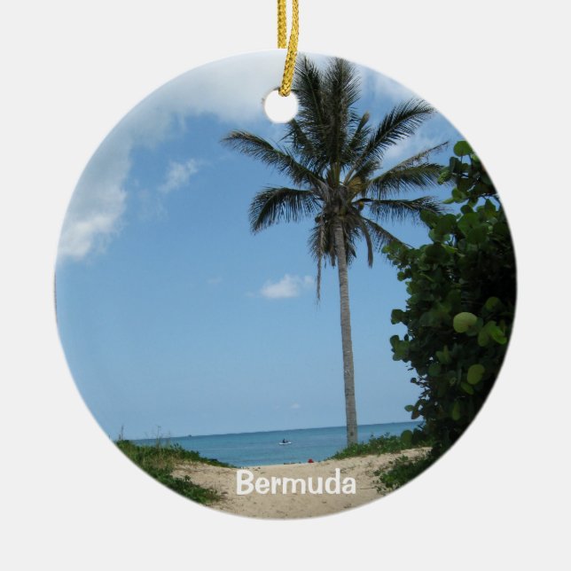 Beach Path, Bermuda Ceramic Tree Decoration (Front)