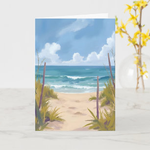 Beach Path   Ocean Watercolor Coastal Painted Card