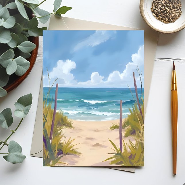Beach Path | Ocean Watercolor Coastal Painted Card (Creator Uploaded)