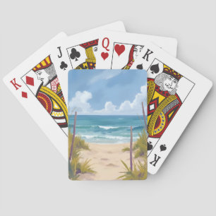 Beach Path Ocean Watercolor Coastal Painted Playing Cards