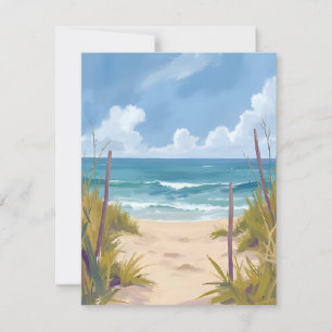 Beach Path Ocean Watercolor Coastal Painted Thank You Card