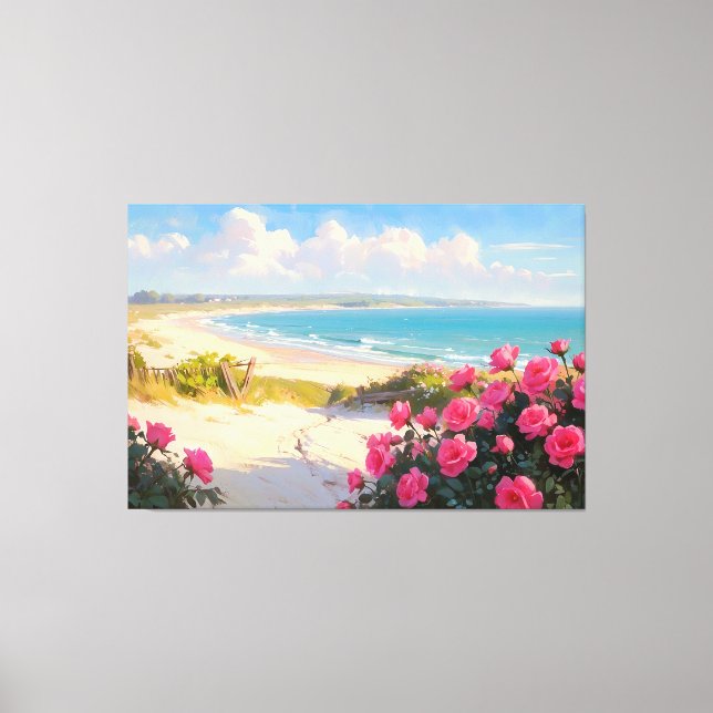 *~* Beach Path Roses TV2 Stretched Canvas Print (Front)