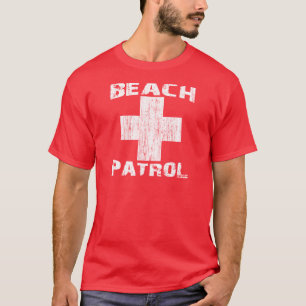 BEACH PATROL Distressed White Logo Lifeguard T-Shirt