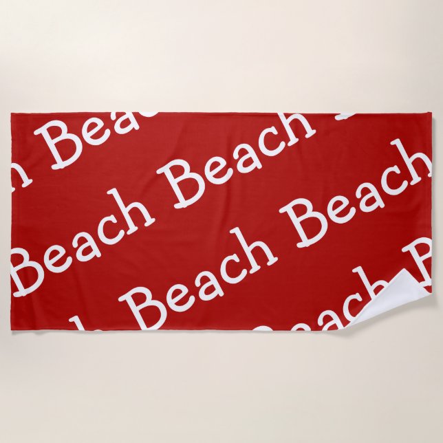 Beach Pattern Red And White Towel (Front)