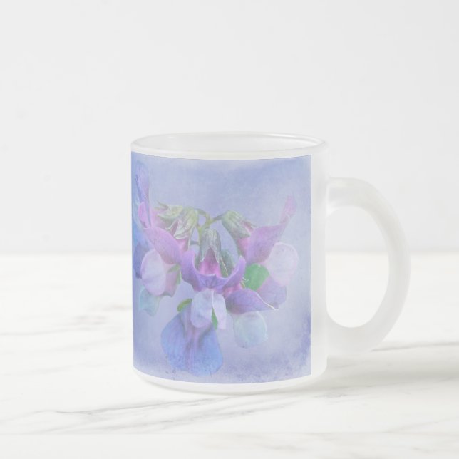 Beach Pea Flowers Frosted Glass Coffee Mug (Right)