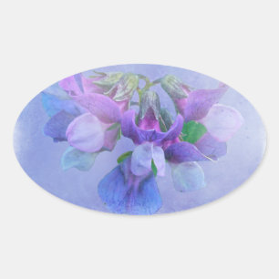 Beach Pea Flowers Oval Sticker
