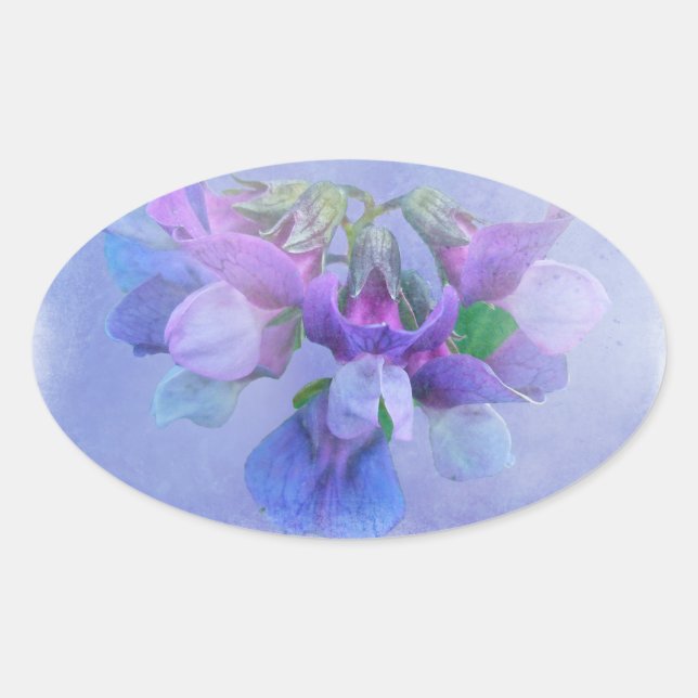 Beach Pea Flowers Oval Sticker (Front)