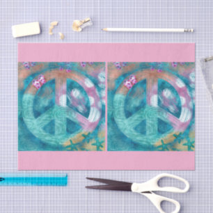 Beach Peace Sign Nautical Hippie Tiled Decoupage Tissue Paper