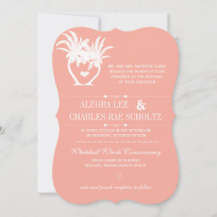 Beach Peach Palm Tree Destination Chalkboard Invitation