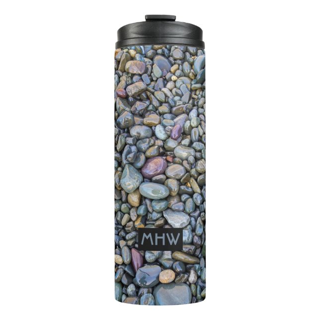 Beach Pebbles custom monogram tumbler (Front)