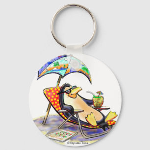 beach penguin key ring