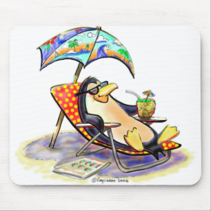 beach penguin mouse mat