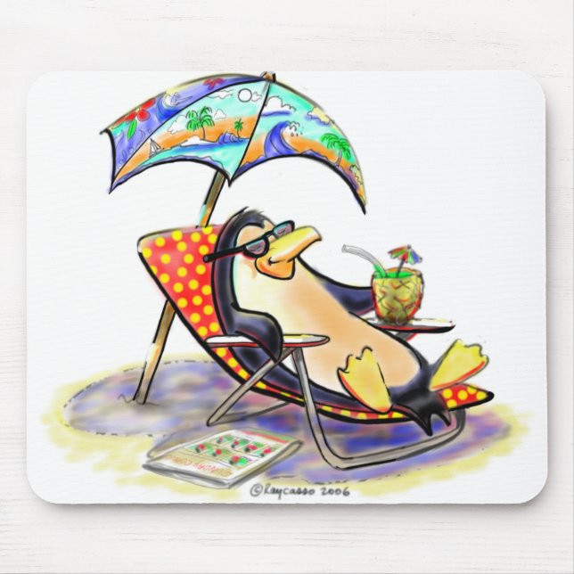 beach penguin mouse mat (Front)
