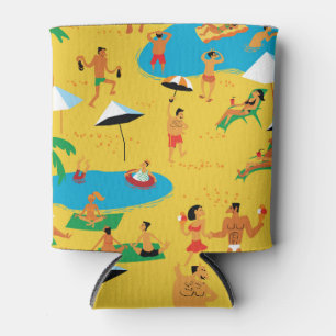Beach People: Tropical Vintage Pattern. Can Cooler