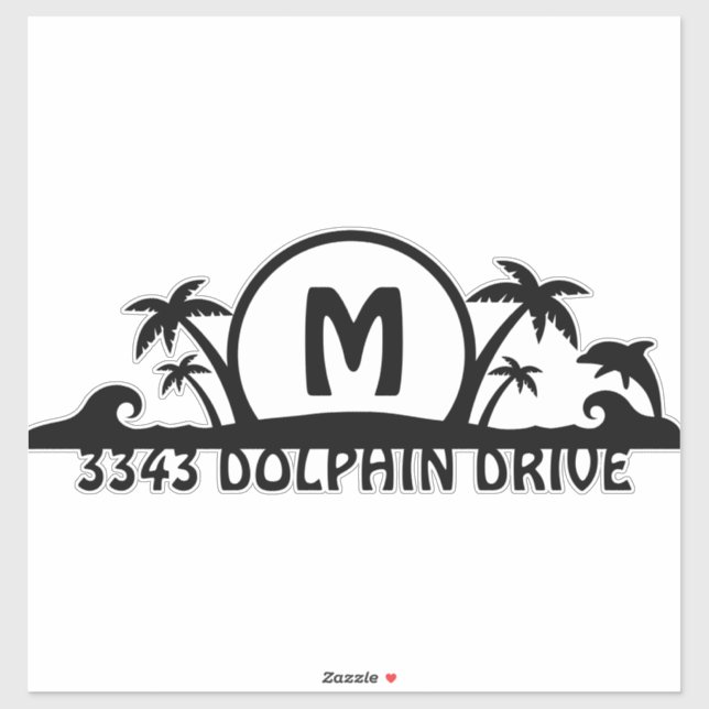 Beach Personalised Mailbox Address Sticker (Sheet)