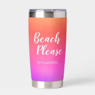Beach Personalised Pink Orange Ombre Insulated Tumbler