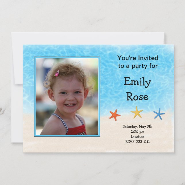 Beach Photo Birthday Invitation (#INV 033) (Front)