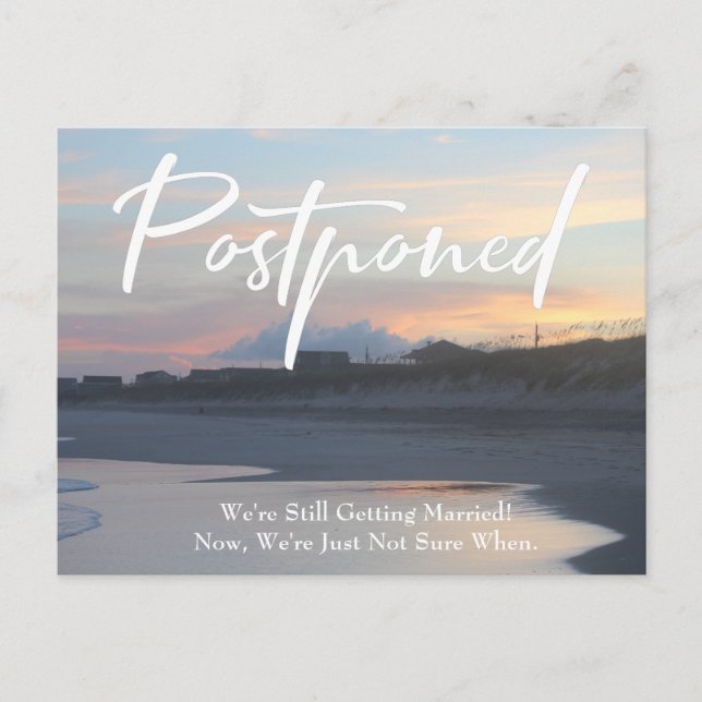 Beach Photo Casual Postponed Wedding Postcard (Front)
