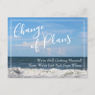 Beach Photo Change of Plans Postponed Wedding Postcard