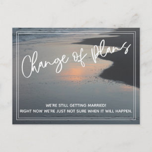 Beach Photo Change of Plans Postponed Wedding Postcard