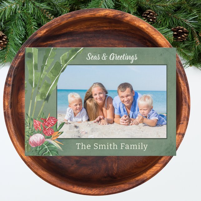 Beach Photo Christmas Holiday Card (Favorite Beach Vacation Holiday Photo Christmas Card)
