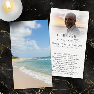 Beach Photo Cross Sympathy Prayer Card