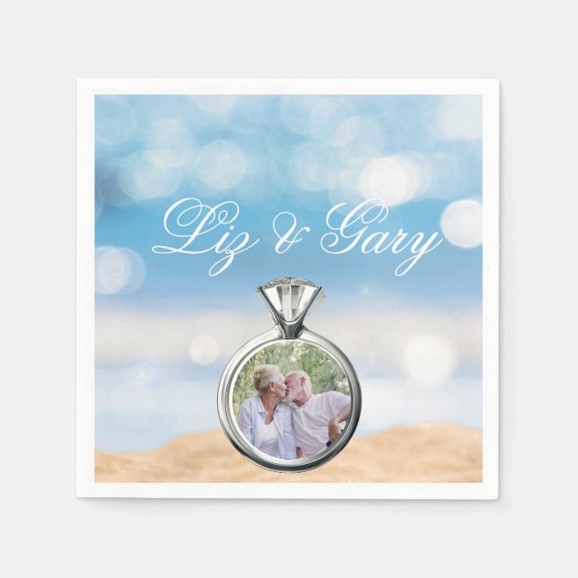 Beach Photo Destination Wedding  Napkin (Front)