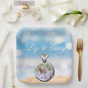 Beach Photo Destination Wedding  Paper Plate