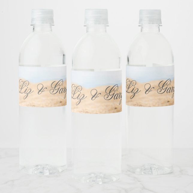 Beach Photo Destination Wedding  Water Bottle Label (Bottles)