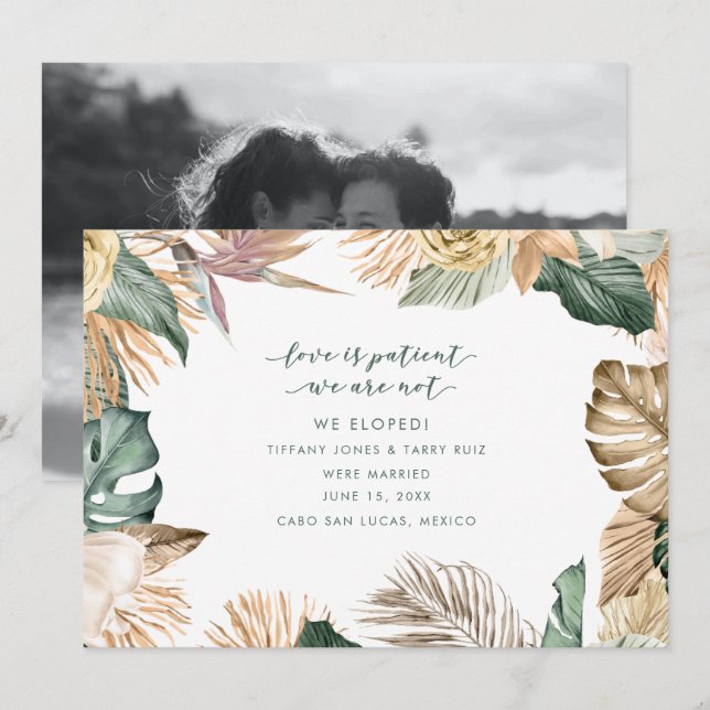 Beach Photo Elopement Wedding Announcement (Front/Back)