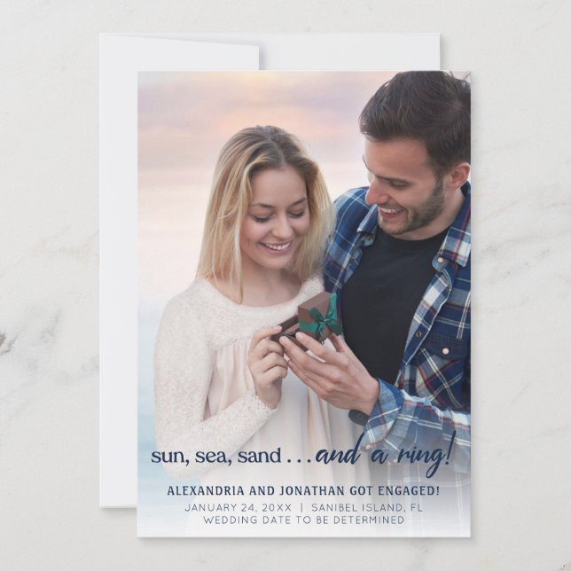 Beach Photo Engagement Announcement (Front)