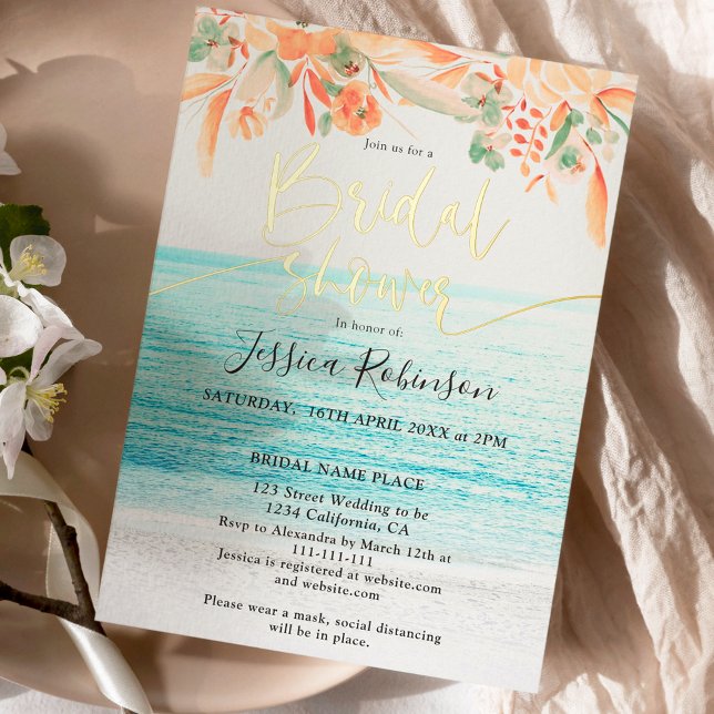 Beach photo floral watercolor boho bridal shower (Creator Uploaded)