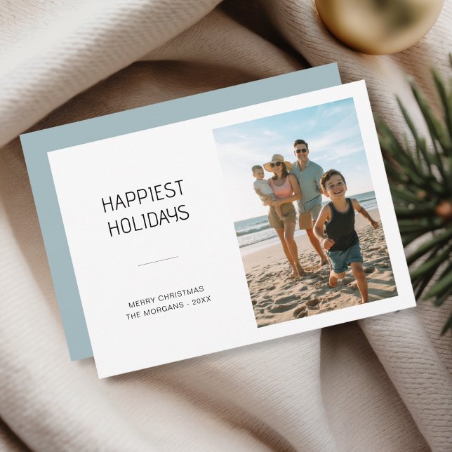 Beach Photo Happiest Holidays Christmas Card (Creator Uploaded)